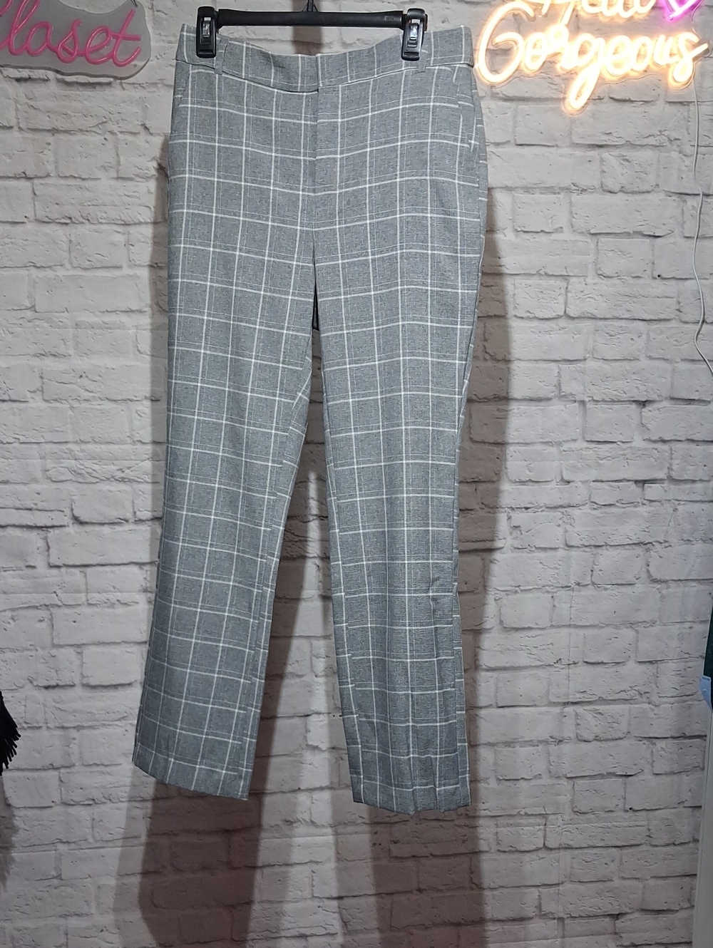 Nine West Gray Windowpane Boot Cut Pants